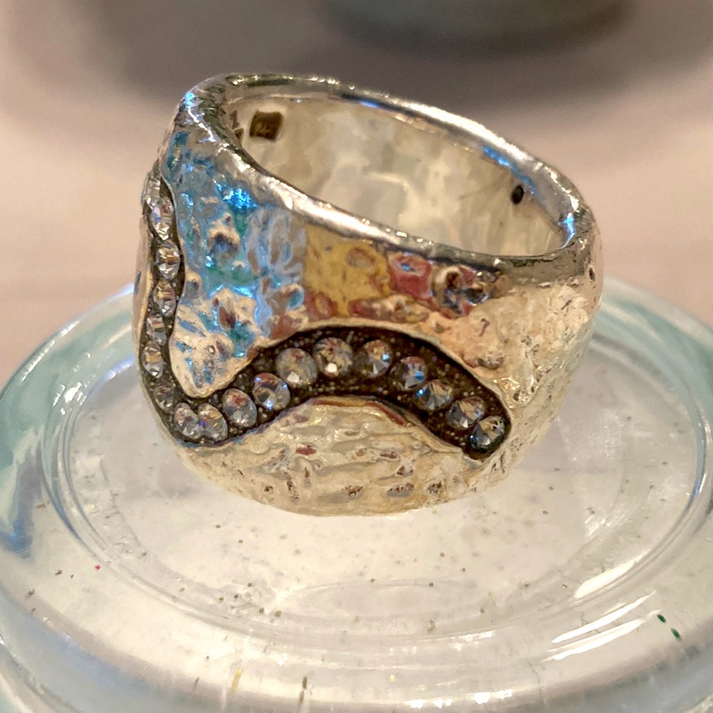 Sterling silver pave cocktail ring